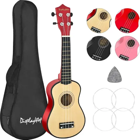 BOXED DISPLAY4TOP 21 INCH SOPRANO UKULELE WITH GIG BAG, PICKS,EXTRA STRINGS - NATURAL