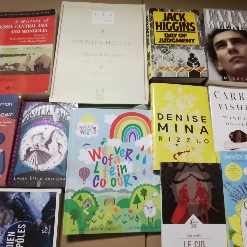 LARGE QUANTITY OF ASSORTED BOOKS TO INCLUDE RICE'S LANGUAGE OF BUILDINGS, VALERIE PERRIN FRESH WATER FOR FLOWERS and various kids books 