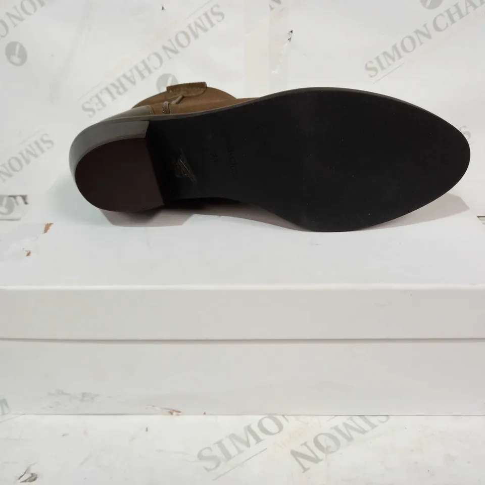 BOXED PAIR OF SEE BY CHLOÉ LEATHER WESTERN BOOTS IN BROWN EU SIZE 38