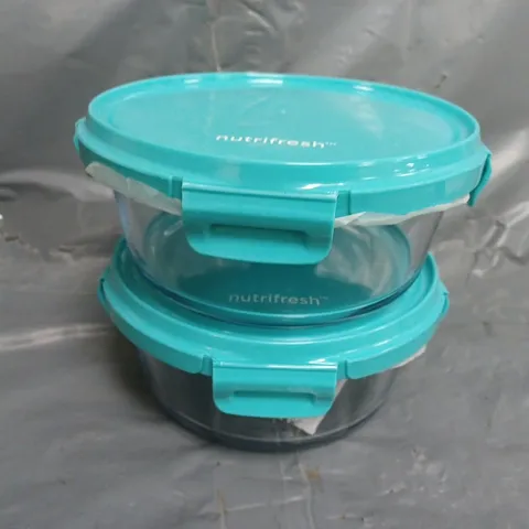 NUTRIFRESH SET OF 2 GLASS DISHES WITH LOCKING PLASTIC LIDS