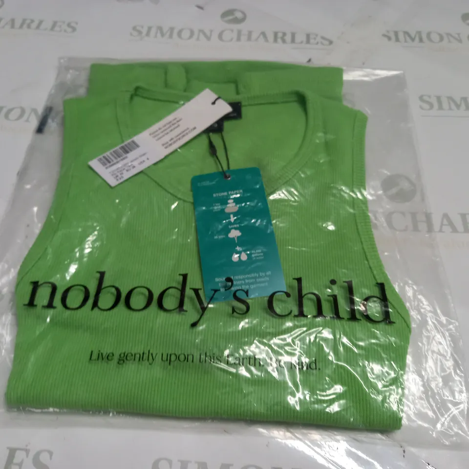 BAGGED NOBODYS CHILD JERSEY GREEN RIB RACER TANK - UK 10