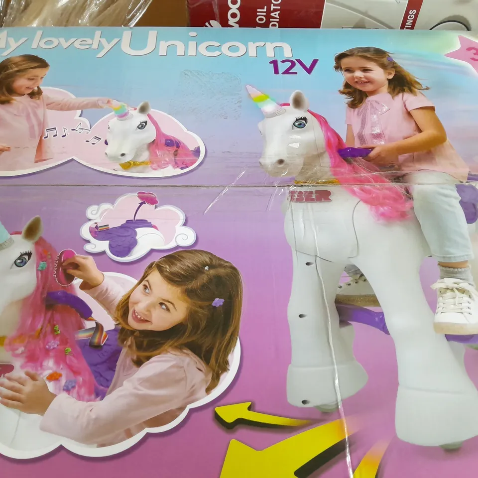 BOXED FEBER MY LOVELY UNICORN RIDE-ON - COLLECTTION ONLY RRP £199.99