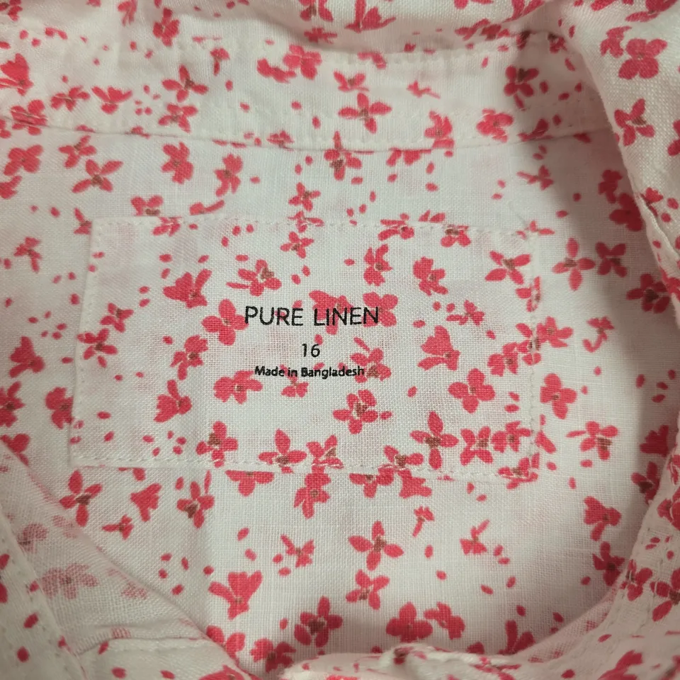 M&S PURE LINEN FLORAL SHIRT – WOMEN'S, UK 16 (EU 44)