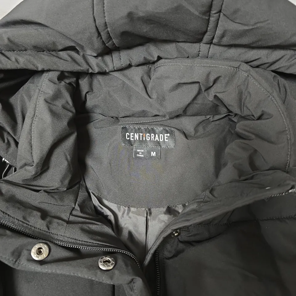 CENTIGRADE BLACK HOODED PUFFER JACKET – MEN'S UK M