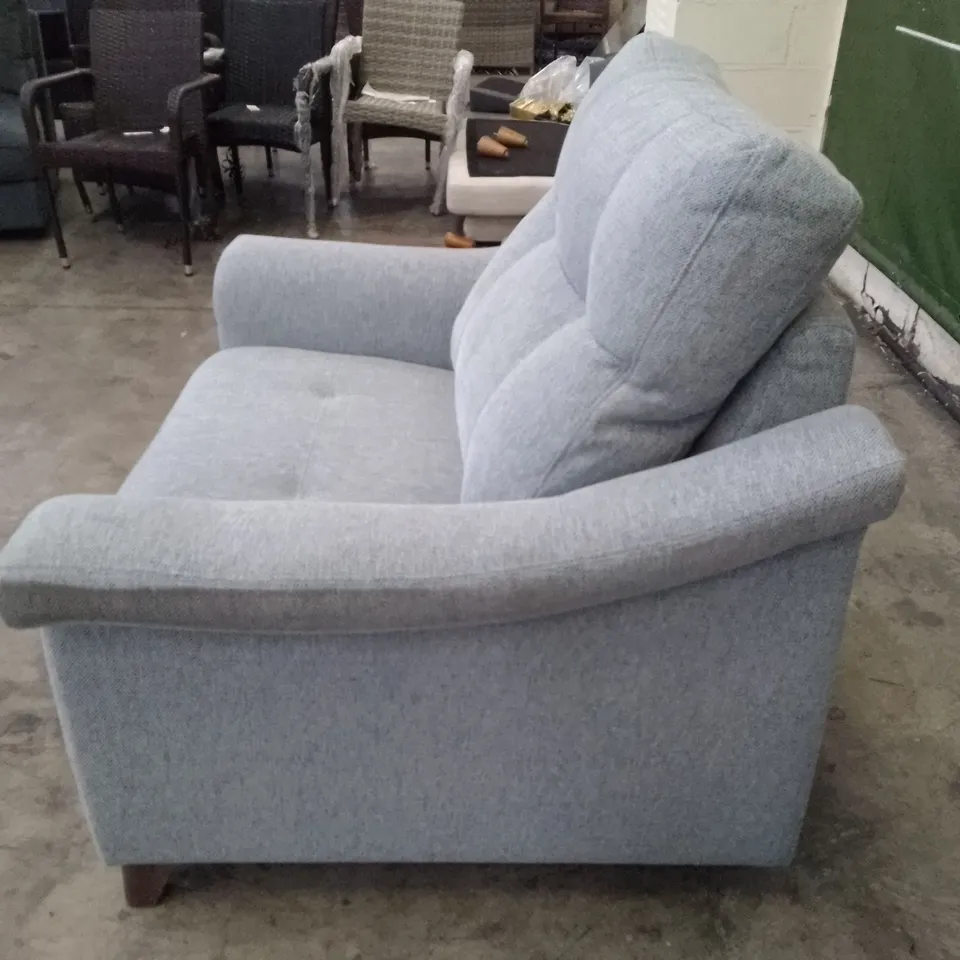 QUALITY DESIGNER G-PLAN RILEY ELECTRIC RECLINER SNUGGLER - PIERO CAROLINA BLUE FABRIC