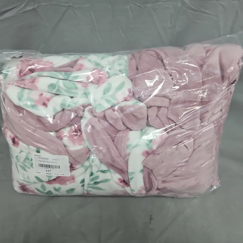 FLORAL PRINT FLEECE BLANKET - PINK 
