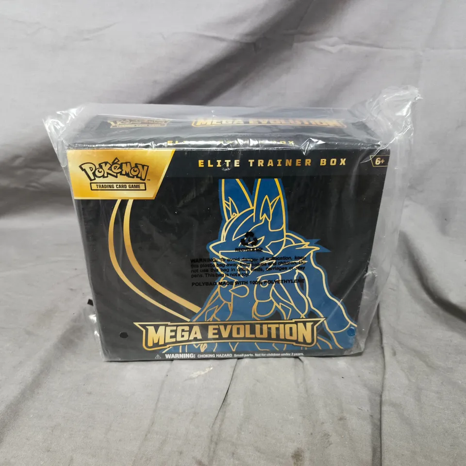 boxed and sealed Pokémon TCG: Mega Evolution Elite Trainer Box – Lucario