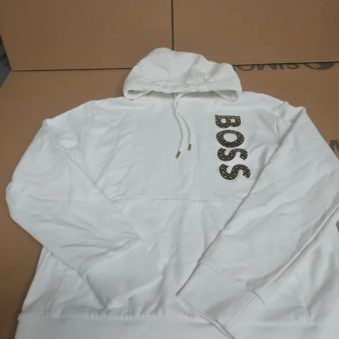 BOSS WHITE HOODED JUMPER SIZE S