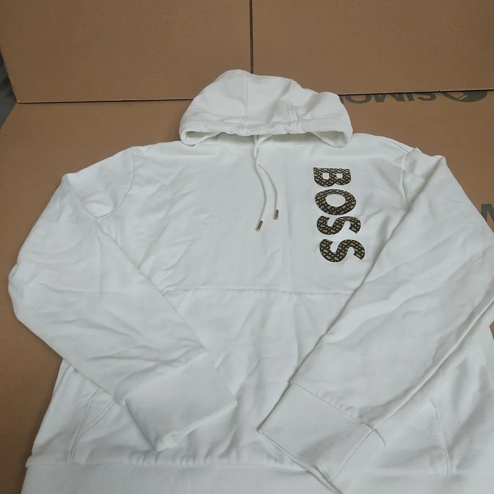 BOSS WHITE HOODED JUMPER SIZE S