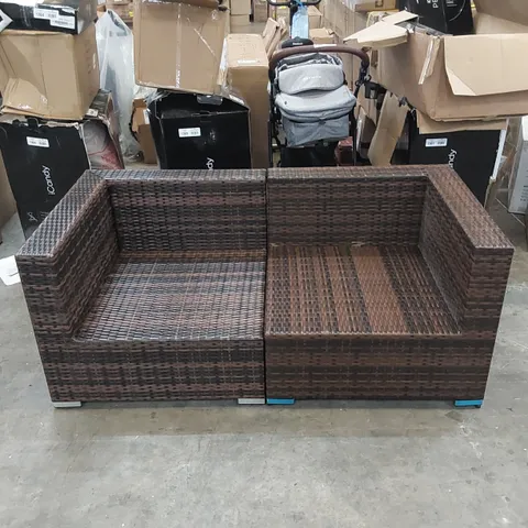 DESIGNER 2-PIECE BROWN RATTAN PATIO/GARDEN SOFA