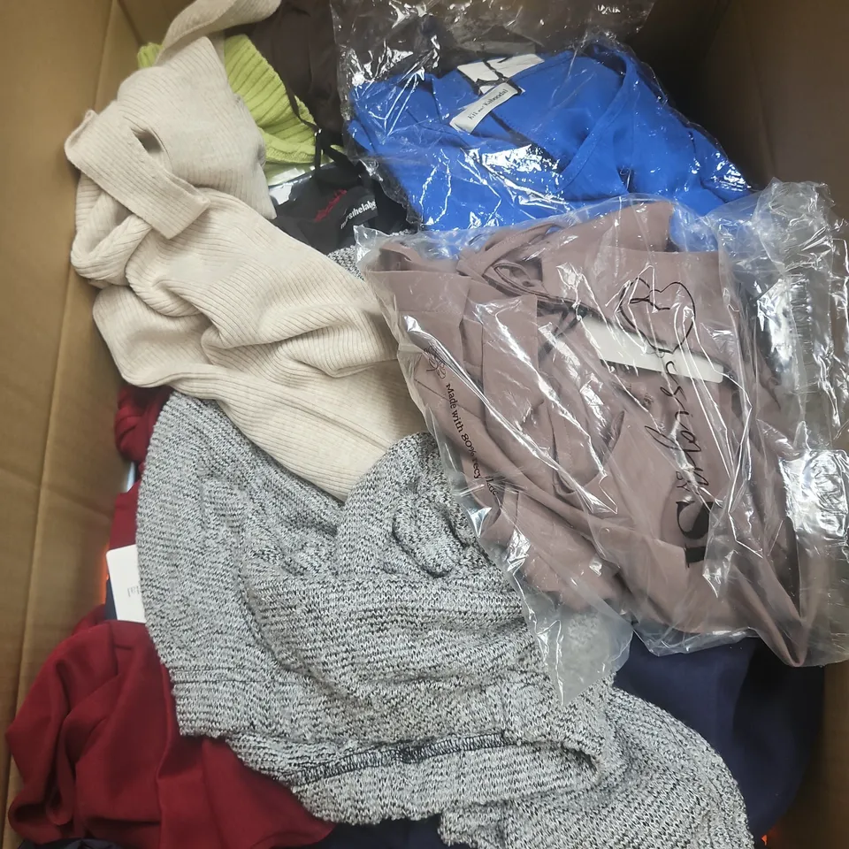 APPROXIMATELY 20 ASSORTED CLOTHING PRODUCTS IN VARIOUS STYLES & SIZES TO INCLUDE PANTS, T-SHIRTS, DRESSES ETC