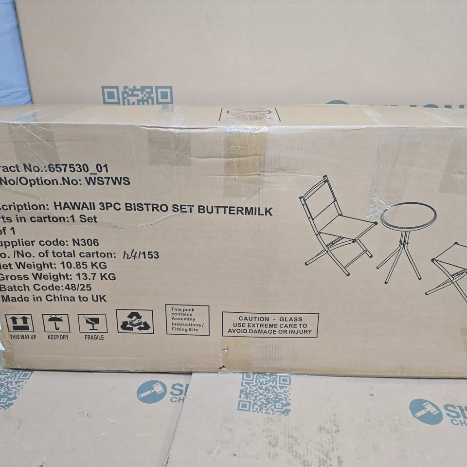 BOXED THE VERY COLLECTION HAWAII 3-PIECE BISTRO SET - BUTTERMILK - COLLECTION ONLY 