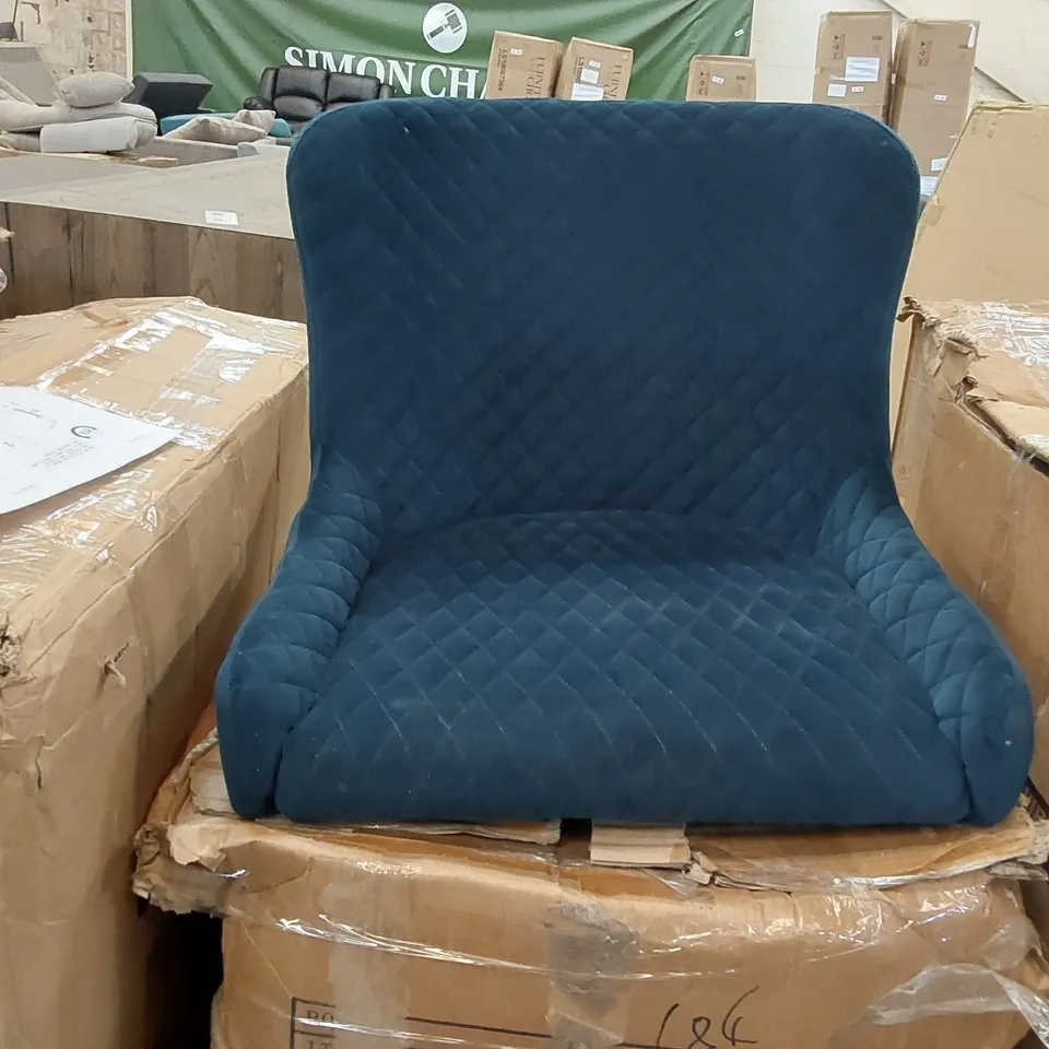 BOXED SET OF 2 DESIGNER BLUE VELVET CHAIRS (1 BOX)