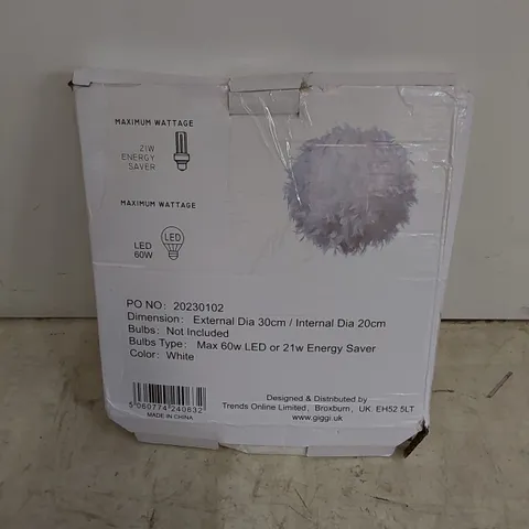 BOXED 25cm H FEATHER NOVELTY LAMP SHADE