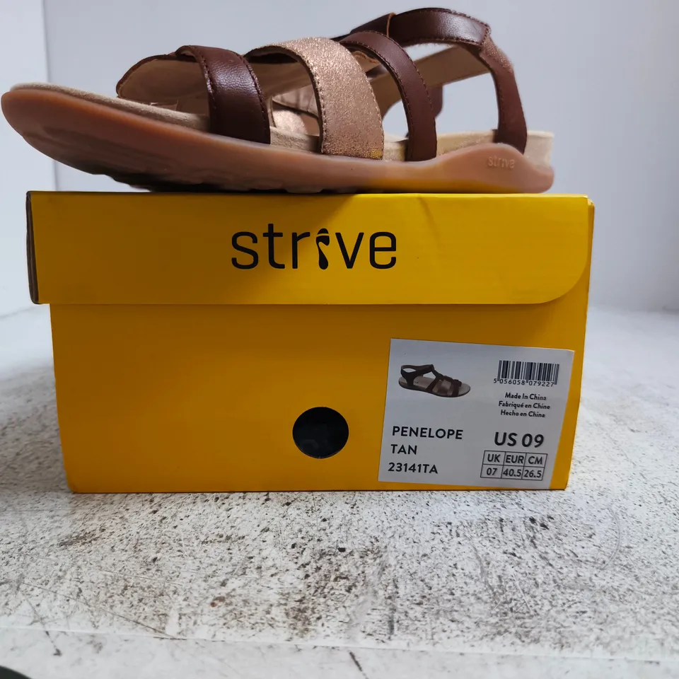STRIVE PENELOPE SANDALS – TAN, US 9 (UK 7)