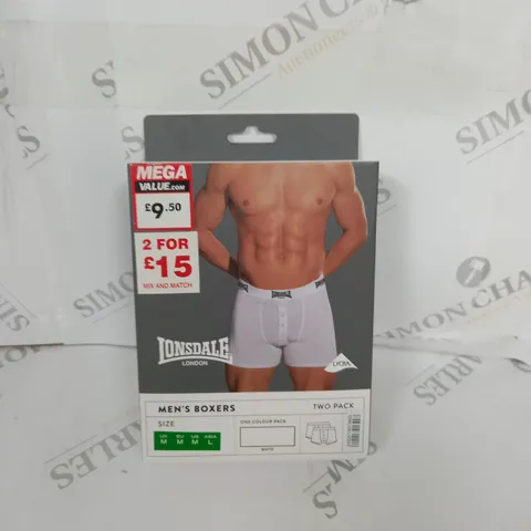 BOXED LONSDALE MENS BOXERS SIZE M X2 PACK