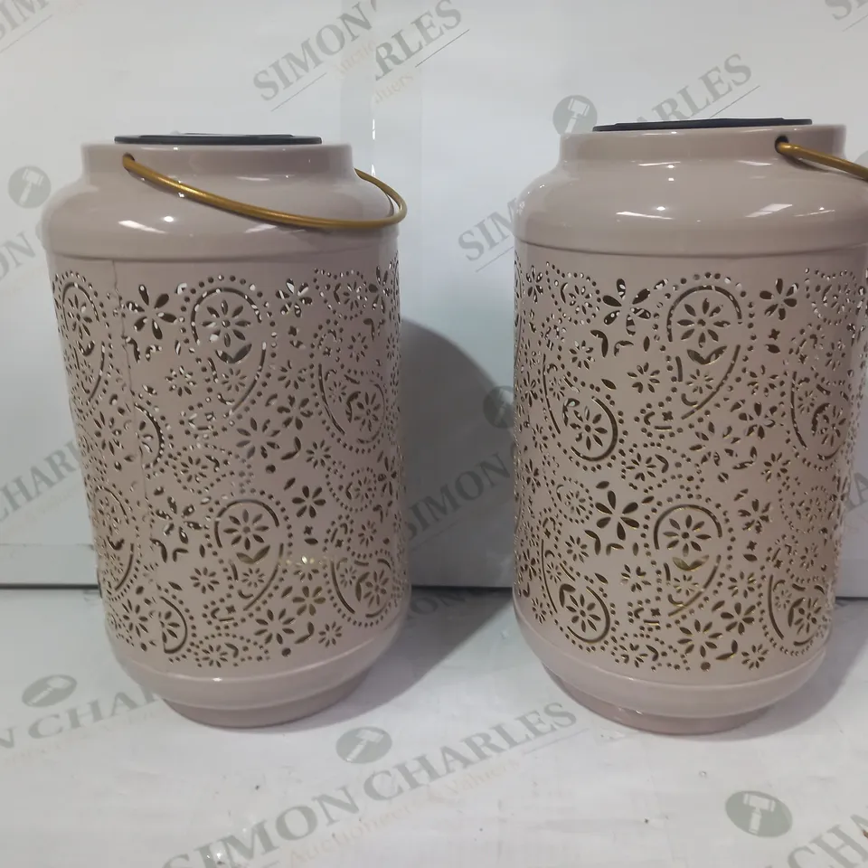 GARDEN REFLECTIONS SET OF 2 PATTERNED SOLAR LANTERNS