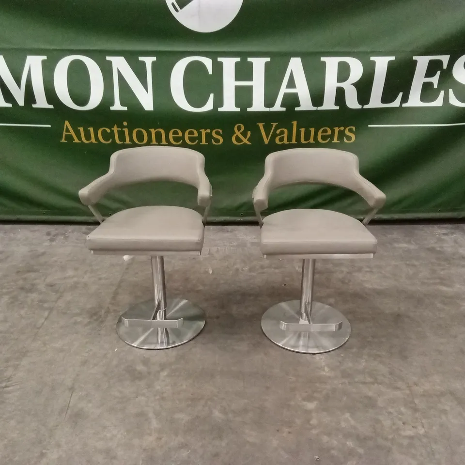 SET OF 2 FIRENZA BAR STOOLS IN PU FAUX LEATHER AND CHROME BASE