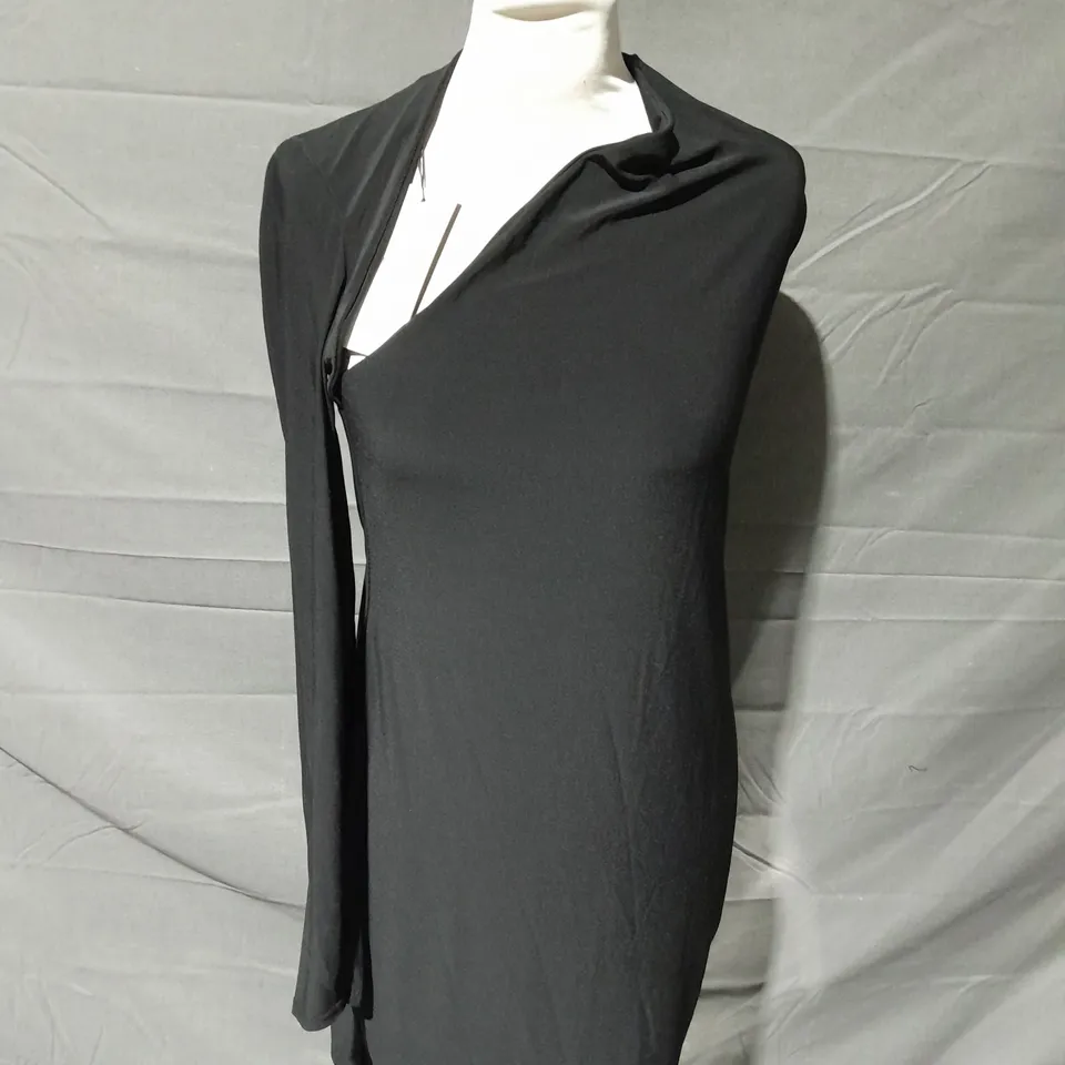 CLUB L BLACK ONE SHOULDER BODYCON DRESS IN BLACK SIZE 14 