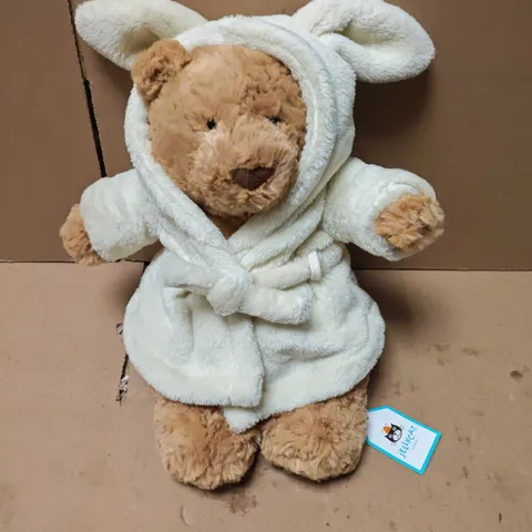 JELLYCAT LONDON PLUSH BUNNY IN WHITE HOODED ROBE