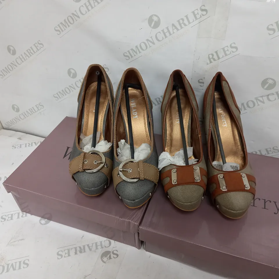 APPROXIMATELY 12 BOXED PAIRS OF ASSORTED PLATFORM HEEL SHOES IN VARIOUS SIZES TO INCLUDE SIZES 37, 39, 40