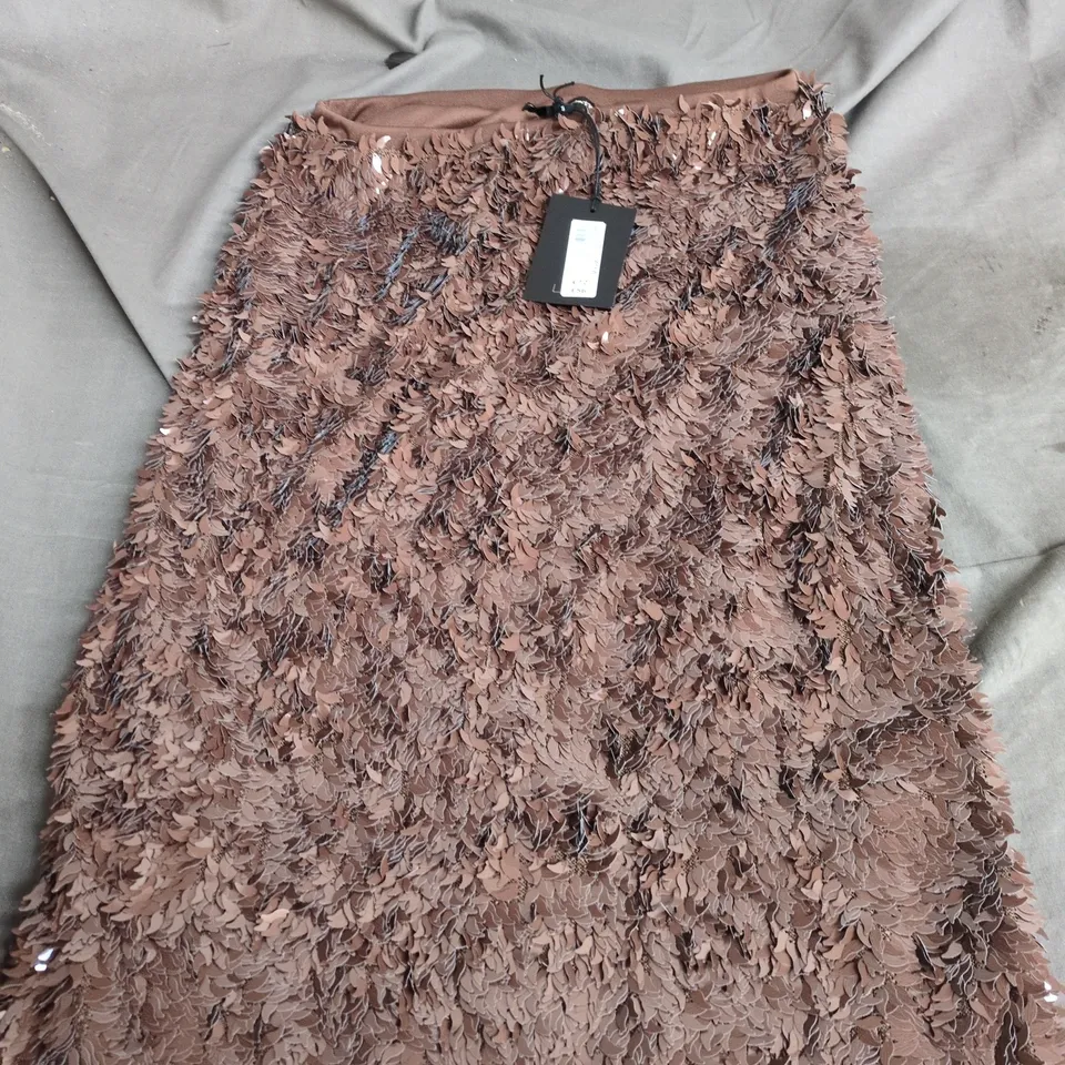 RIVER ISLAND SEQUIN SKIRT BROWN SIZE S