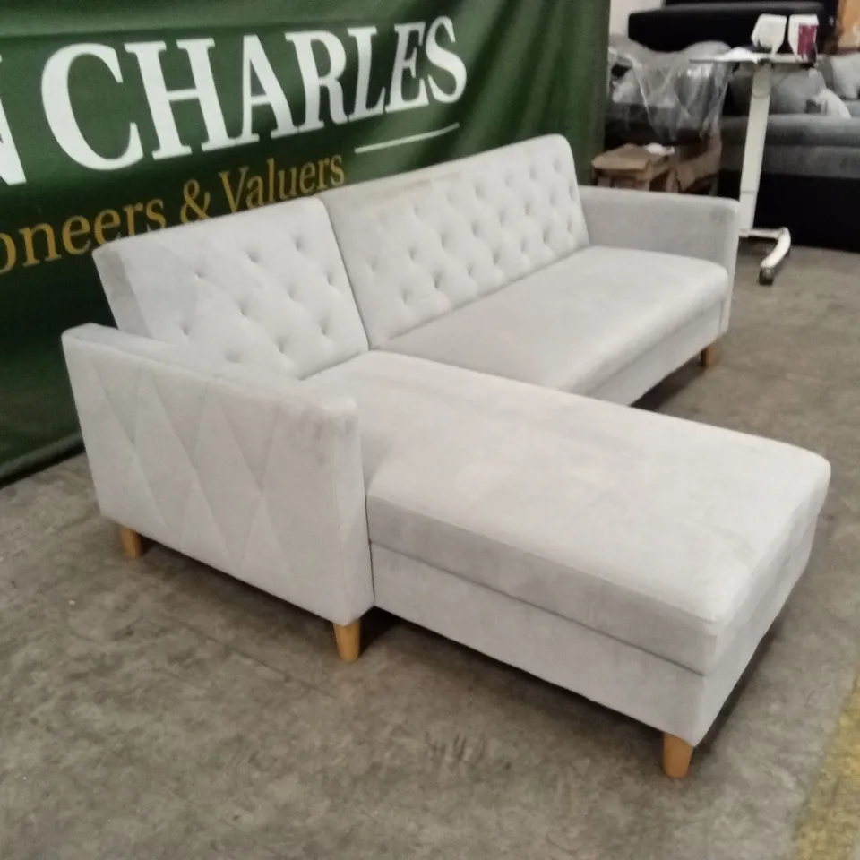 DOREL HOME LIBERTY FABRIC SOFA BED CHAISE WITH STORAGE - GREY RRP £679