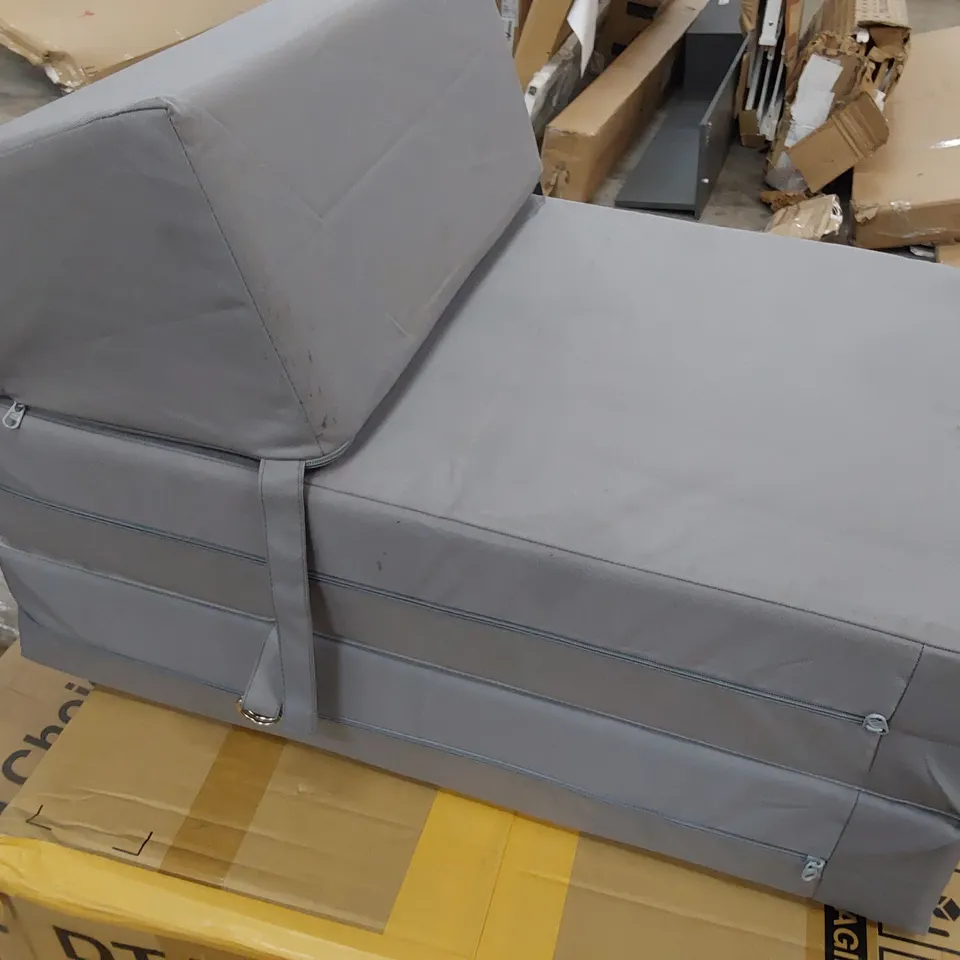 SINGLE GREY FABRIC FUTON BED
