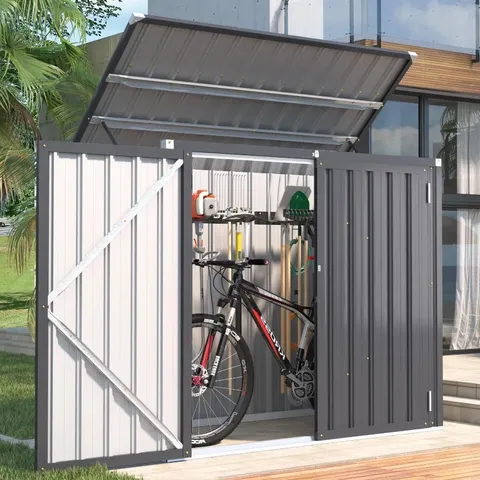 BOXED WATERPROOF 5FT W × 3FT D METAL FLAT STORAGE SHED