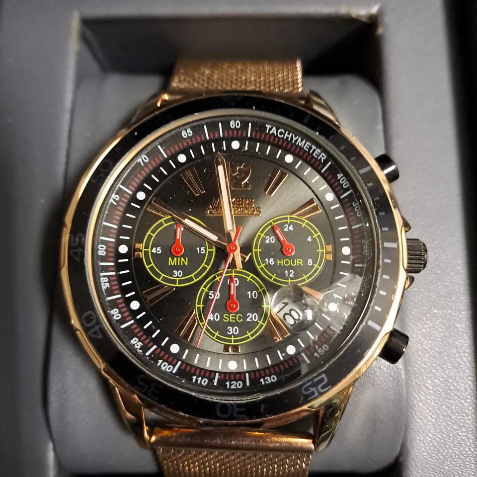 BOXED VICKERS ARMSTRONGS CHOPPER ROSE CHRONOGRAPH WATCH 