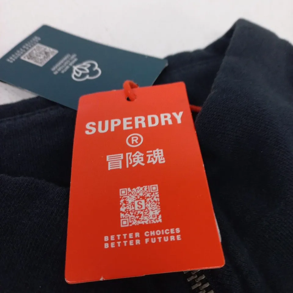 SUPERDRY HALF ZIP SWEATSHIRT – NAVY, SIZE S (UK) – WITH TAGS