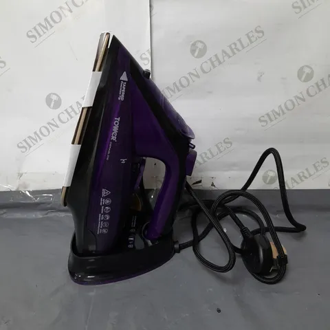 BOXED TOWER 2 IN 1 CERAGLIDE CORD/CORDLESS STEAM IRON 2400 WATT PURPLE