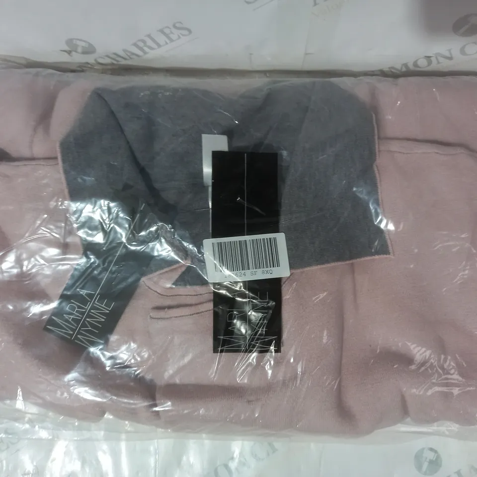 MARLA WYNNE DOUBLE FACE PONCHO WITH POCKETS IN PINK/GREY - SIZE 4X/5X