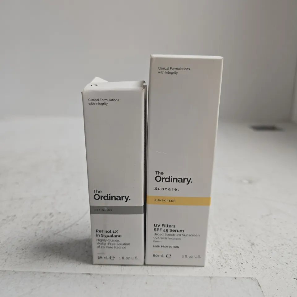 THE ORDINARY RETINOL 1% IN SQUALANE (30ML) & UV FILTERS SPF 45 SERUM (60ML) – BOXED DUO