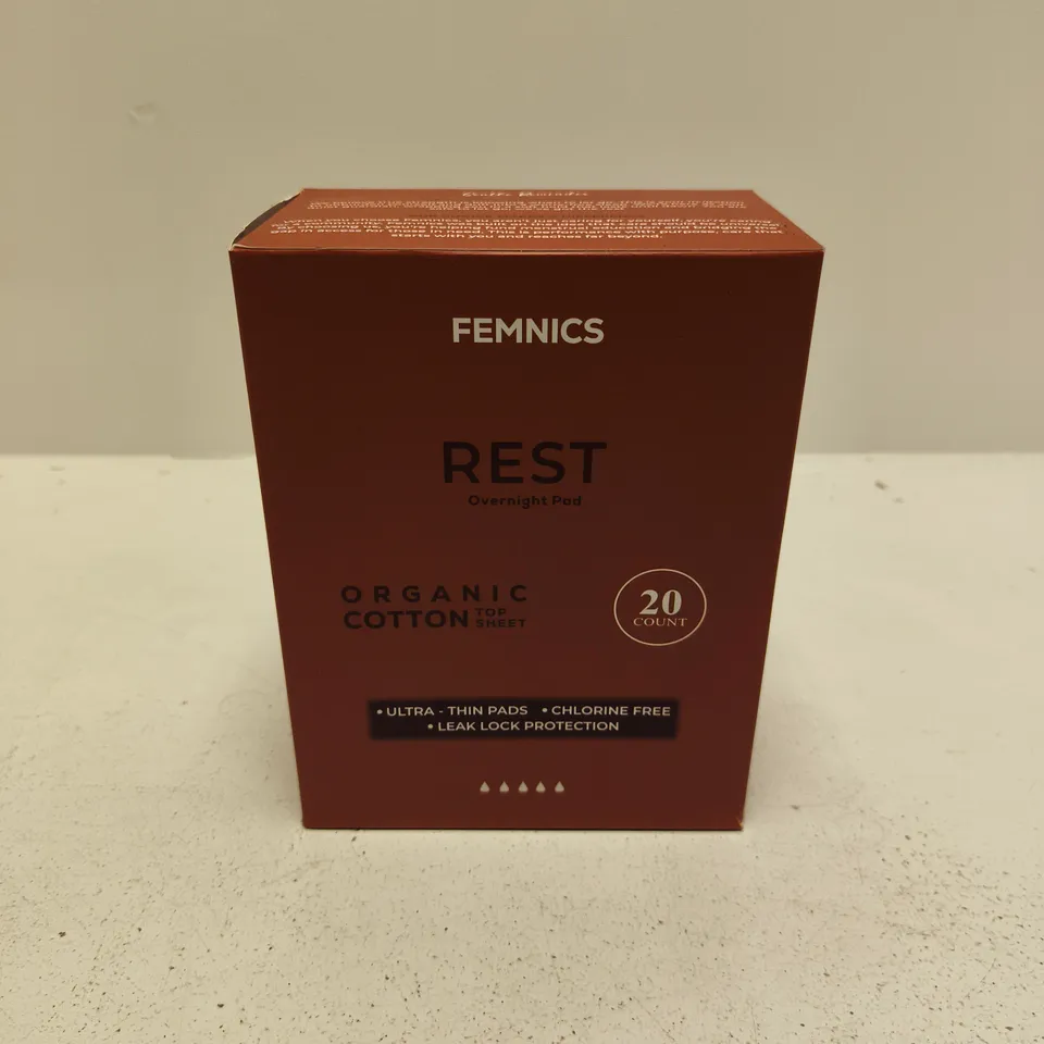 BOXED AND SEALED FEMNICS REST OVERNIGHT PAD (20 COUNT)