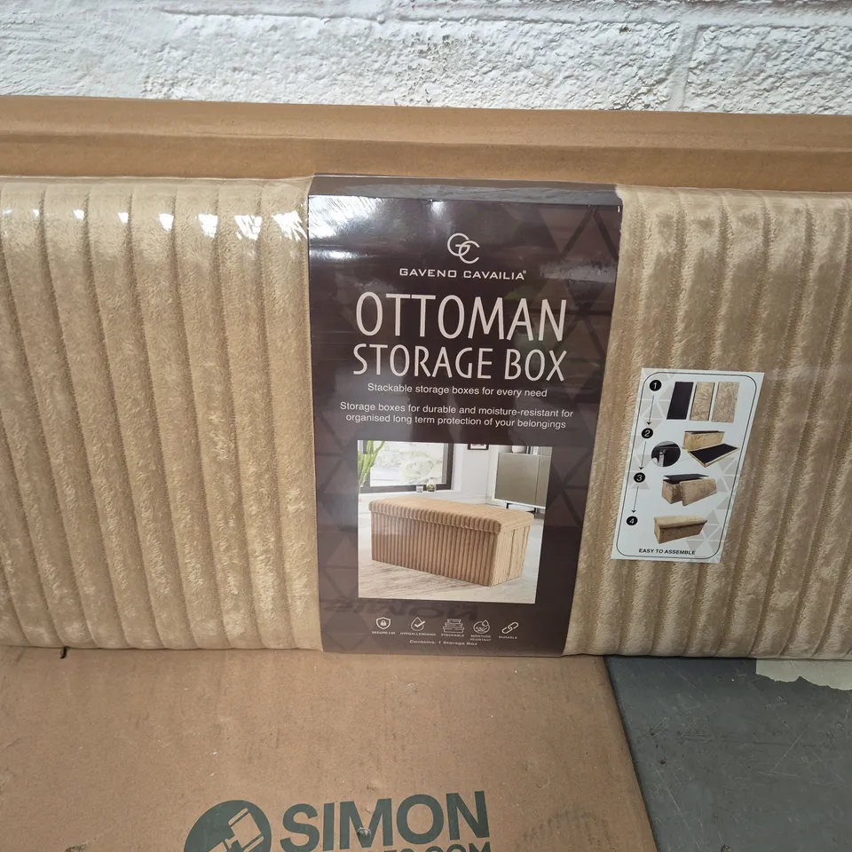 GAVENO CAVALIA OTTOMAN STORAGE BOX – RIBBED FOLDABLE DESIGN