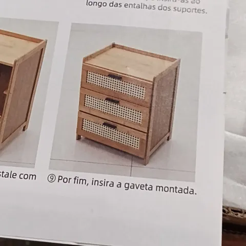 BOXED WOODEN BEDSIDE CHEST OF RATTAN DRAWERS - LIGHT OAK (1 BOX)