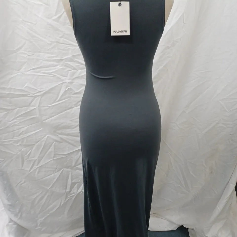 PULL&BEAR SQUARE NECK MAXY DRESS, GREY - SIZE M