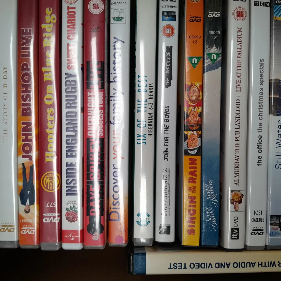 BOX OF APPROXIMATELY 20 ASSORTED DVDS TO INCLUDE OUR WORLD THEIR WORLD, SIMPSONS CLASSICS, TOPGEAR, ETC