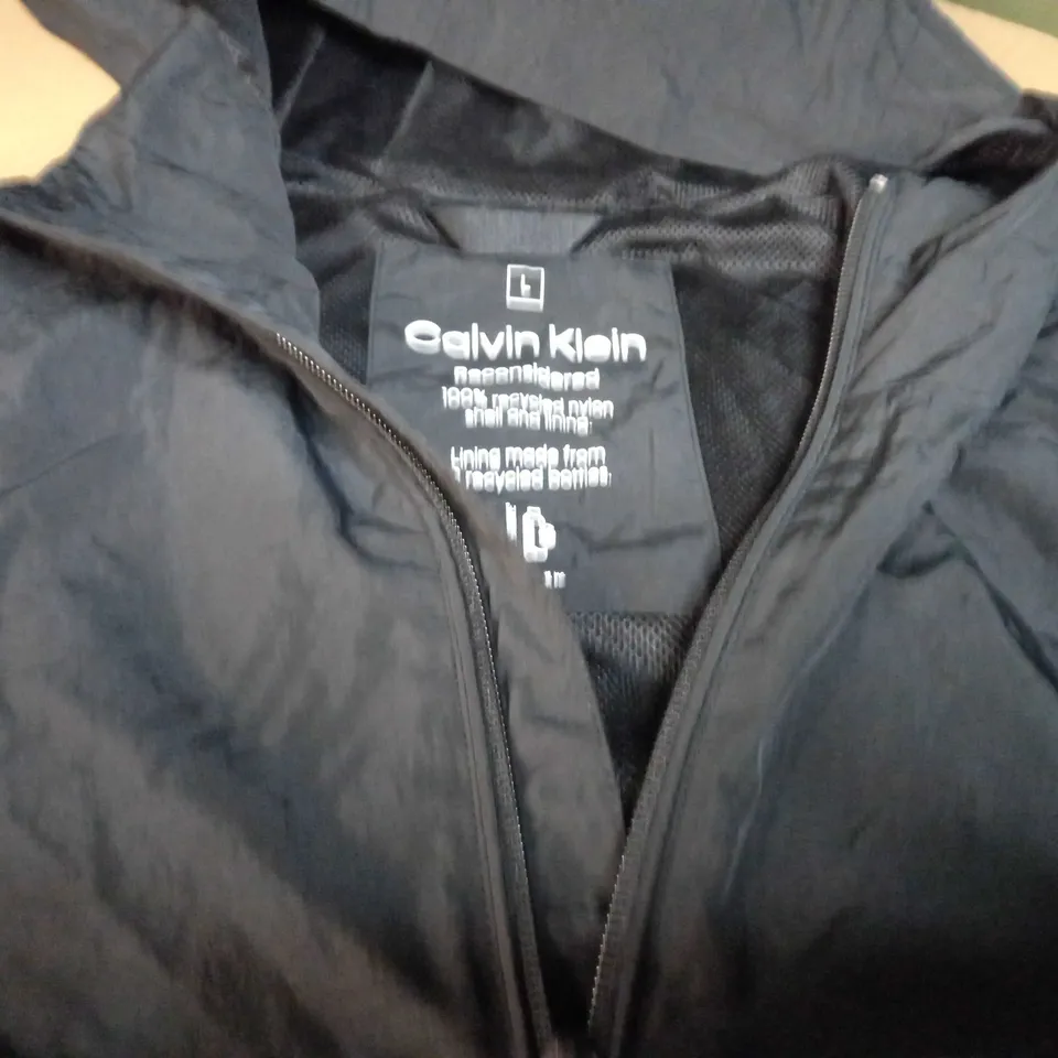 CALVIN KLEIN BLACK SHELL JACKET - LARGE