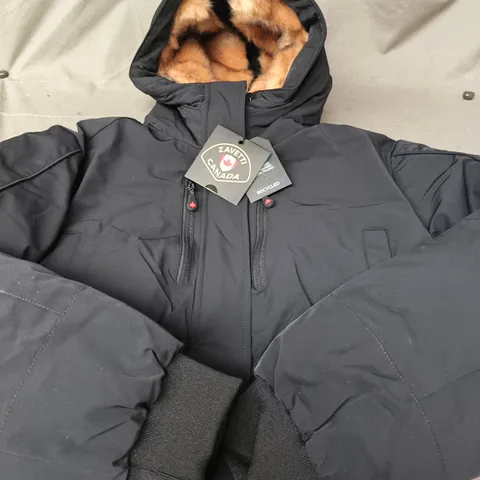 ZAVETTI CANADA CROP PUFFER BOMBER JACKET - BLACK - M