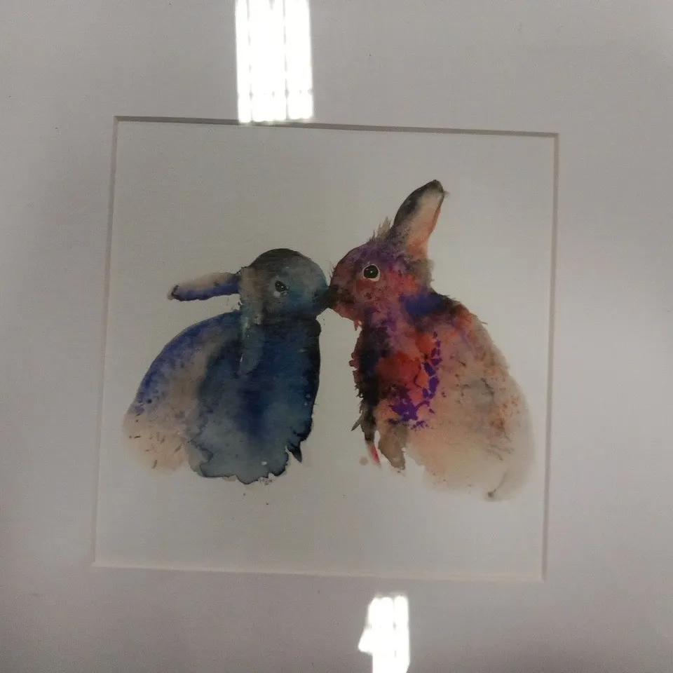 FRAMED BUNNIES IN LOVE BY KRISTINA BROZICEVIC WATERCOLOUR