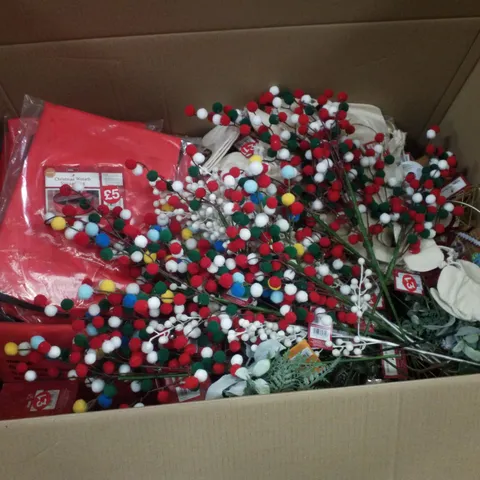 PALLET CONTAINING ASSORTED CHRISTMAS PRODUCTS & DECORATIONS INCLUDING CHRISTMAS WREATH STORAGE BAG, POMPOM PICK, CHRISTMAS PAPER CUPS & COLOUR-IN CARDBOARD CHRISTMAS TREE 