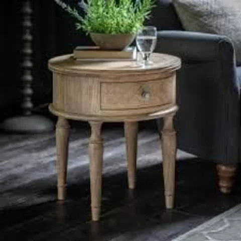 BRAND NEW BOXED HOMESDIRECT365 MULBERRY ROUND 1 DRAWER SIDE TABLE
