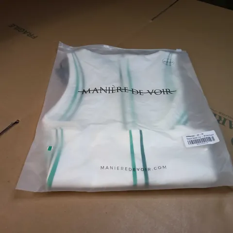 PACKAGED MANIERE DE VOIR WHITE/GREEN SKETCH DETAIL TOP - SIZE 10