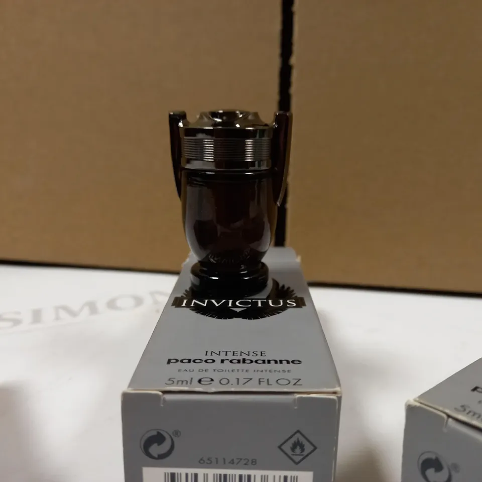 LOT OF APPROX 3 BOXED INVICTUS PACO RABANNE EAU DE TOILETTE INTENSE - 5ML