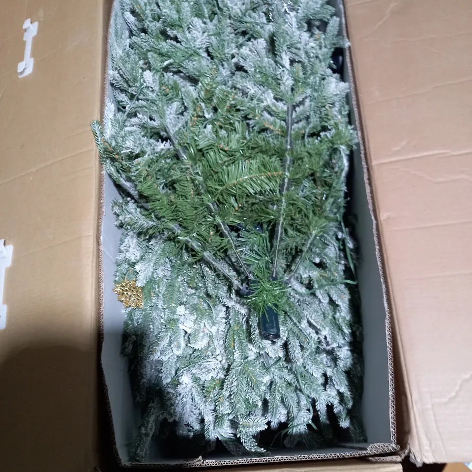 SANTA'S BEST 116 FUNCTION PRE-LIT GUMDROP AUBURN CHRISTMAS TREE - 7FT, SNOW KISSED