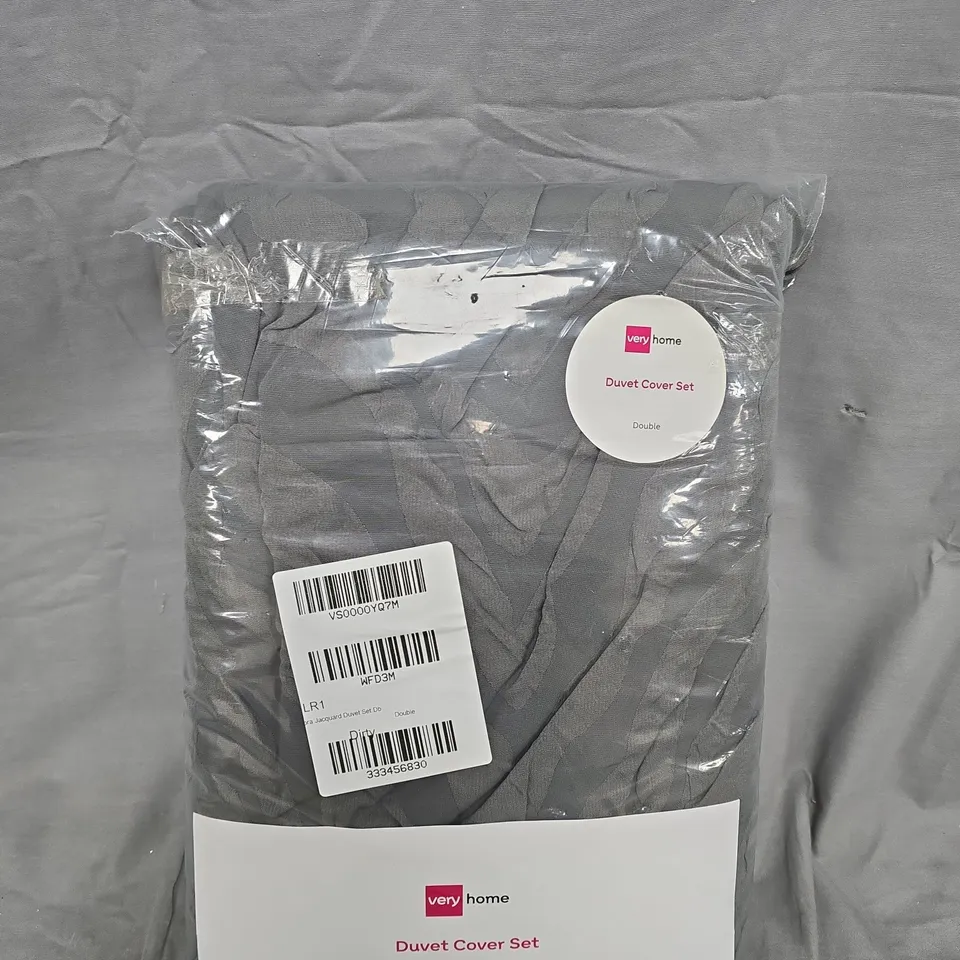 VERY HOME JACQUARD DUVET SET GREY DOUBLE