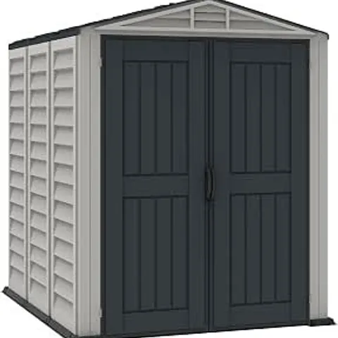 BOXED DURAMAX YARDMATE PLUS 5×8 (4.28 M2) PLASTIC GARDEN SHED WITH HEAVY-DUTY PLASTIC FLOOR