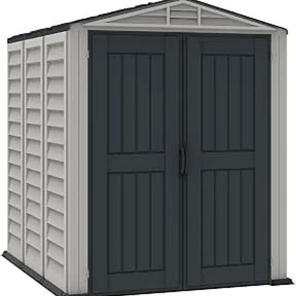 BOXED DURAMAX YARDMATE PLUS 5×8 (4.28 M2) PLASTIC GARDEN SHED WITH HEAVY-DUTY PLASTIC FLOOR